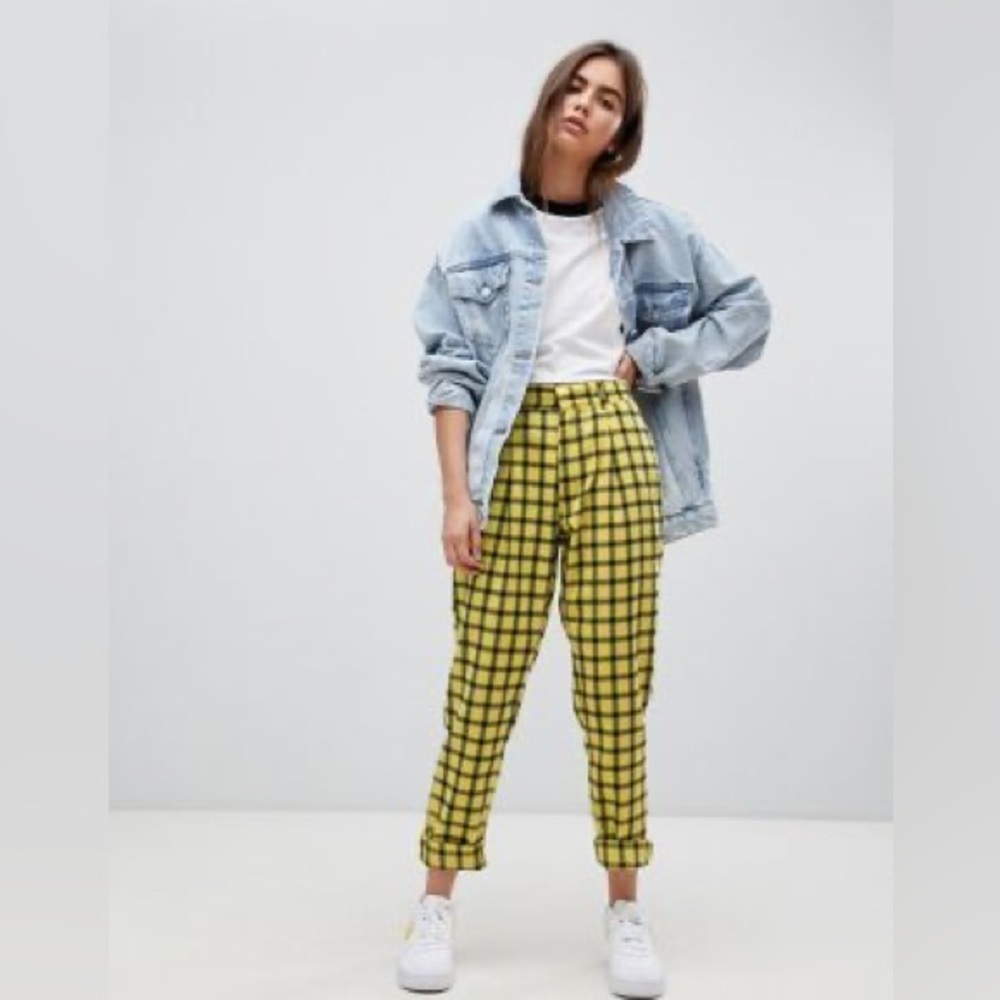 Daisy Street Yellow Check Print Girls Pants